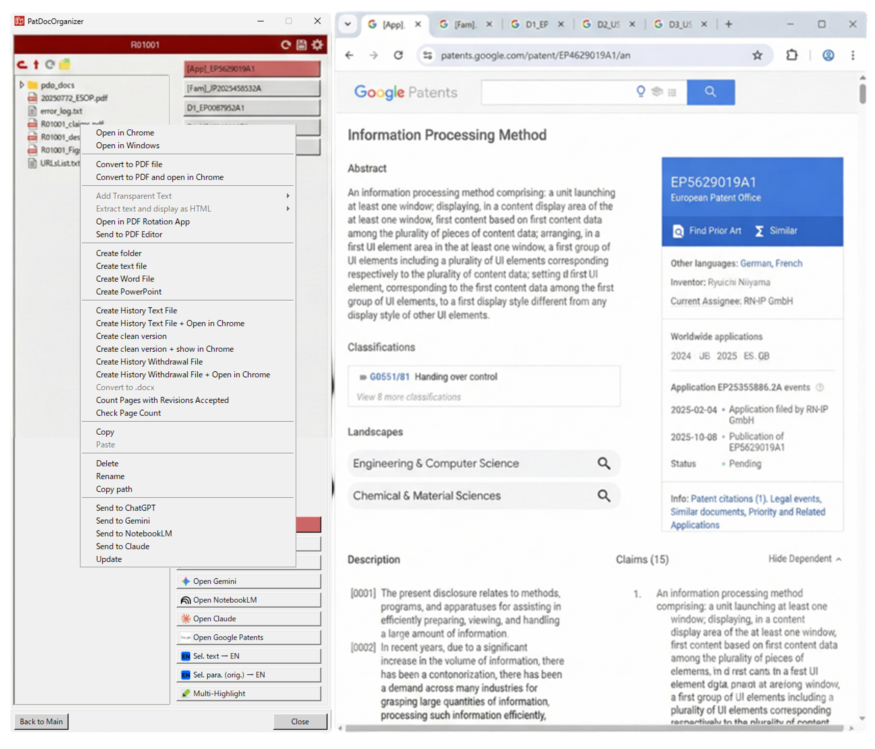 Right-click menu